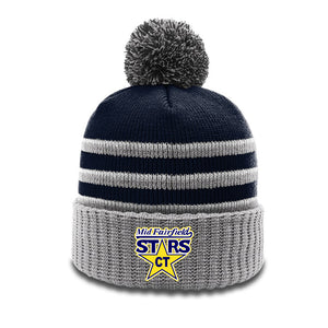 STRIPED BEANIE W/ CUFF & POM